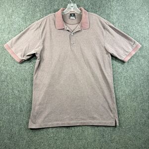 Nike Golf Polo Men's Large Burgundy Gray Striped Fit Dry Short Sleeve